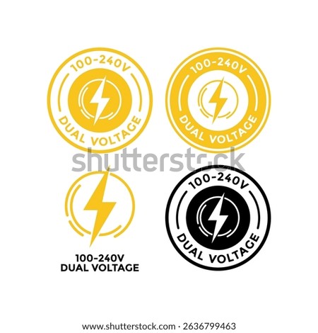 100-240V dual voltage logo badge design. Suitable for business, industry, information, and product label