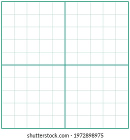 100-cell white graph paper with green lines