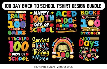 100-day back-to-school t-shirt design Bundle. vintage typography vector t-shirt design.