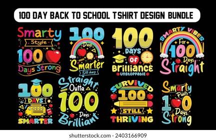 100-Tage-Back-to-School-T-Shirt-Design-Paket. Vintage Typografie Vektor T-Shirt Design.