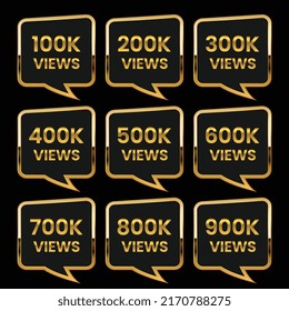 100k to 900k views celebration thumbnail design vector, 100k plus views
