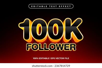 100k follower text effect editable video cover and banner text style, 3d typography template