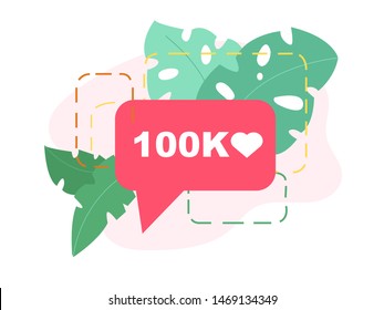 100k followers, 100 000 subscribes vector illustration.