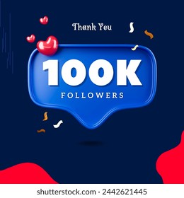 100k followers badge theme blue and red