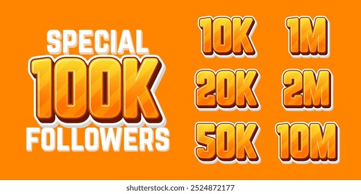 100k followers editable text effect, typography social media template for celebration reach