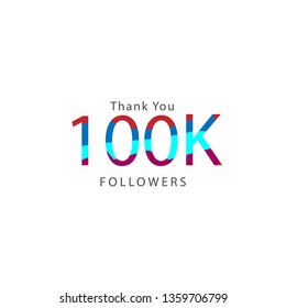 100K followers greeting. Emblem for social media 
