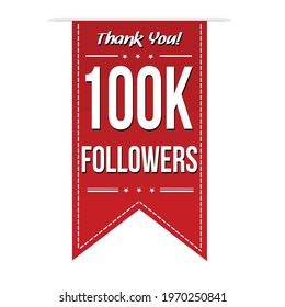 100k followers, social media banner celebration on white background, vector illustration