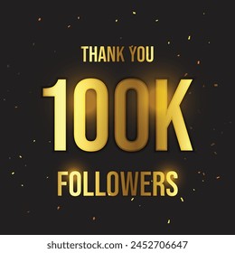 100k followers Thank you with glowing effect social media post design in EPS format