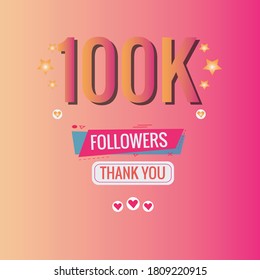 100k followers thank you template vector. thank you 100000 followers