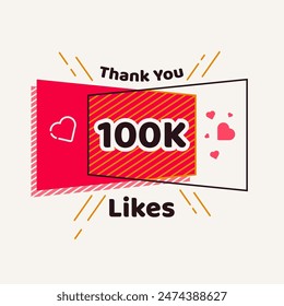 100K likes banner design vector illustration