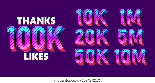 100k likes editable text effect, typography social media template for celebration reach
