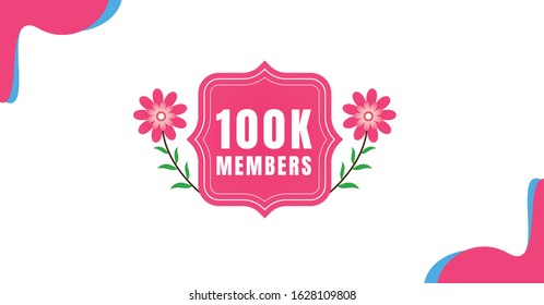 100k Members celebrating vector design