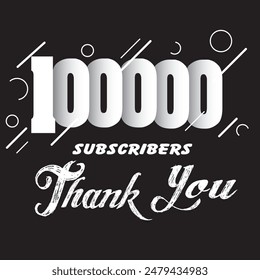 100k subscribers card banner template for celebrating many subscribers | Thank You 100000 or 100k subscribers