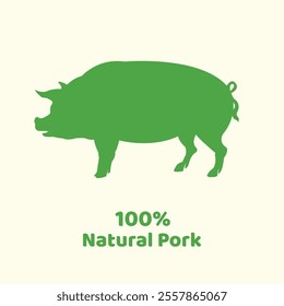 100%natural pork meat, tag label. Template Meat pig, hog . Vintage boar print, tag, label sketch ink pencil drawing. Butchery pork, beacon, eco, bio meat shop, text, menu ,natural. Vector Illustration