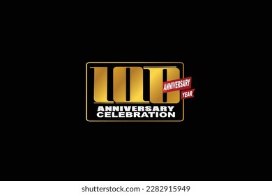 100th, 100 years,100 year anniversary celebration rectangular abstract style logotype. anniversary with gold color isolated on black background, vector design for celebration vector.eps