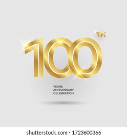 100th 3D gold anniversary logo isolated on elegant background, vector design for celebration purpose