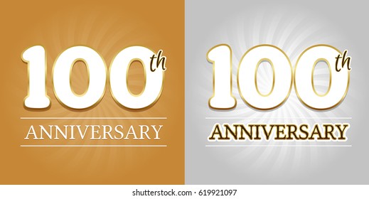 100th Anniversary Background - 100 years Celebration gold and Silver. Eps10 Vector.