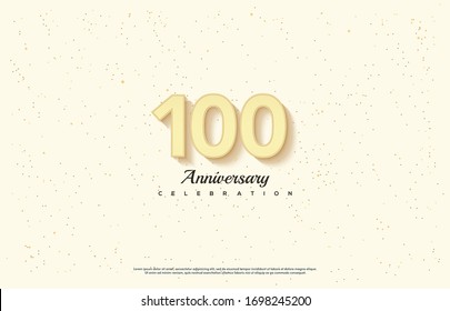 100th anniversary background with an illustration of the orange numbers in front of a white background and the writing below.