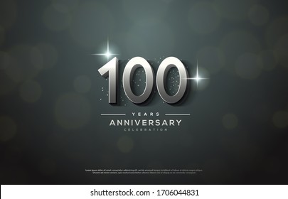 100th Anniversary Background Number Illustration With Color Effects And Sparkling Light Behind.