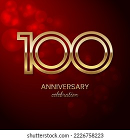 100th Anniversary Celebration. Birthday logo design with gold color text for celebration events, weddings, invitations, greeting cards. Vector illustration