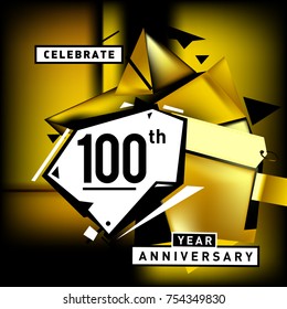 100th anniversary celebration colorful background. One hundred years birthday logo on geometric colorful background.

