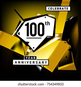 100th anniversary celebration colorful background. One hundred years birthday logo on geometric colorful background.

