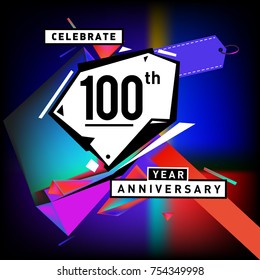 100th anniversary celebration colorful background. One hundred years birthday logo on geometric colorful background.

