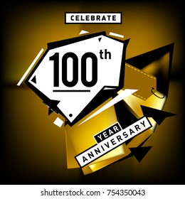 100th anniversary celebration colorful background. One hundred years birthday logo on geometric colorful background.

