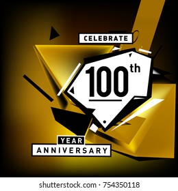 100th anniversary celebration colorful background. One hundred years birthday logo on geometric colorful background.


