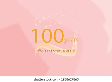 100th anniversary celebration invitation card with pink watercolor background. Vector illustration ...Congratulations