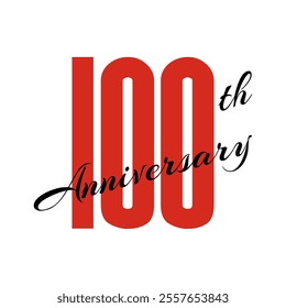 100th anniversary celebration label, one hundred years jubilee card vector template, happy birthday sign, event invitation, social media congratulation post template