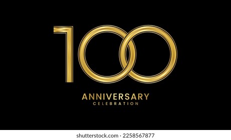 100th Anniversary celebration. Anniversary logo design with golden color for anniversary celebration event. Logo Vector Template Illustration