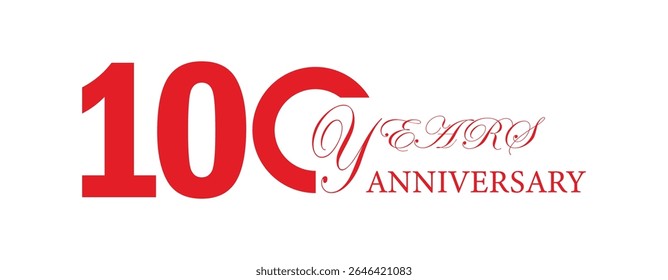 100th Anniversary Celebration Logo – Elegant and luxury Vector Icon for Milestone Celebrations in red color.
