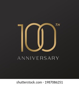 100th anniversary celebration logotype with elegant number shiny gold design