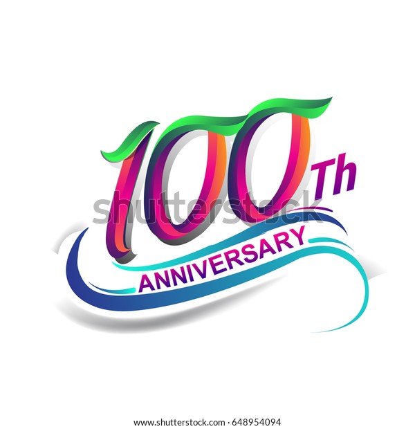 100th Anniversary Celebration Logotype Green Red Stock Vector Royalty