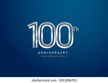 100th anniversary celebration logotype with linked number silver color isolated on blue color. vector anniversary for celebration, invitation card, and greeting card