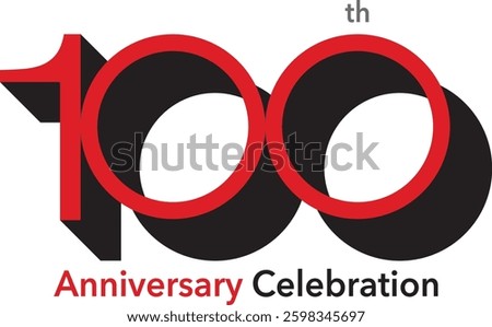 100th Anniversary Celebration red and black color with word Anniversary Celebration at the bottom.
