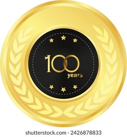 100th anniversary in gold and Black, anniversary gift, 100th Year Anniversary Celebrating, Golden seal, golden ring, birthday celebration