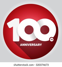 100th anniversary with an infinity symbol, circle red badge. White Background