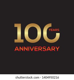 100th Anniversary Logo design for anniversary celebration with gold color for booklet, leaflet, magazine, brochure poster, web, invitation or greeting card. Logo Vector template