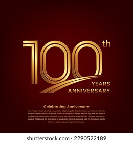 100th Anniversary logo with double line concept design, Golden number for anniversary celebration event. Logo Vector Template