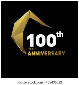100th anniversary logo with gold shape modern looks. Anniversary signs illustration. Gold anniversary logo design and illustration