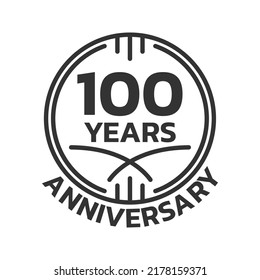 100th Anniversary logo or icon. 100 years round stamp design. Birthday celebrating, jubilee circle badge or label template. Vector illustration.