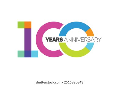 Plantilla del logotipo del 100 aniversario. 100 Número colorido Logomark