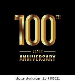 100th Anniversary logotype. Anniversary celebration template design with golden ring for booklet, leaflet, magazine, brochure poster, banner, web, invitation or greeting card. Vector illustrations.