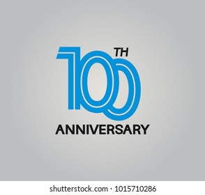 100th anniversary logotype with multiple line style blue color isolated on white background for celebration