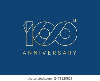 100th Anniversary luxury gold celebration with Outline Numbers logo typography vector design twisted infinity concept. One Hundred years anniversary gold template for business, celebration event, web.