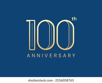 100th Anniversary luxury gold celebration with lines Overlapping in Shapes number logo typography vector design concept. One Hundred years anniversary gold number template for business, invitation.