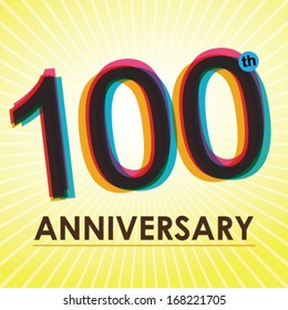 100th Anniversary poster / template design in retro style - Vector Background