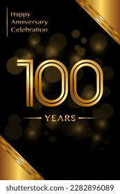 100. Jubiläum Vorlage Design mit Doppelzeilenzahlen. Goldene Jubiläumsvorlage. Vektorgrafik
